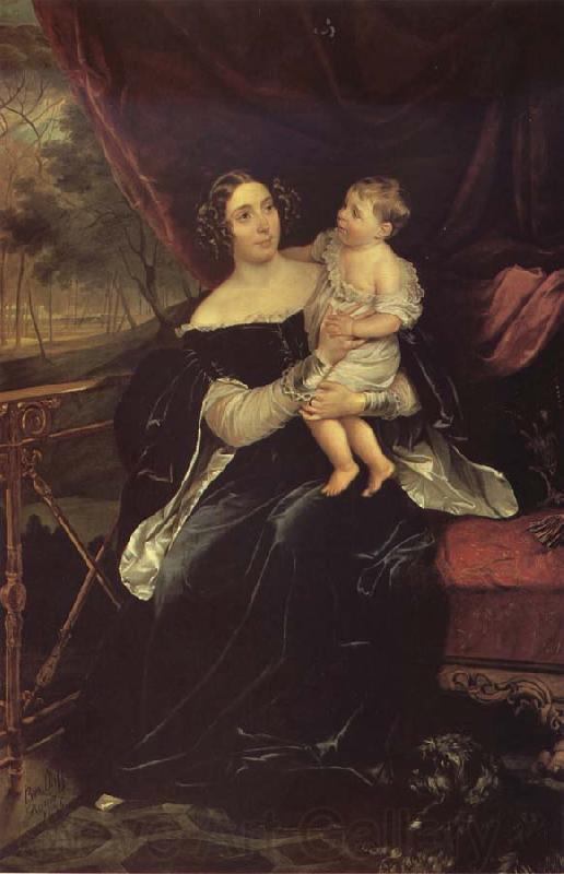Karl Briullov Portrait of Olga davydova with Her Daughter Natalia Spain oil painting art